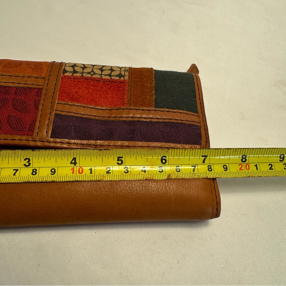 Fossil Genuine Leather Wallet Multicolor Trifold Riley Patchwork Clutch - Picture 7 of 9
